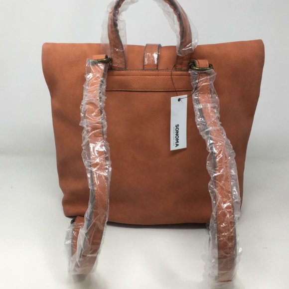 Sonoma Darcy Leather Zip Closure Backpack W/Braided Strap, Size OS -Brown/Orange main image 5